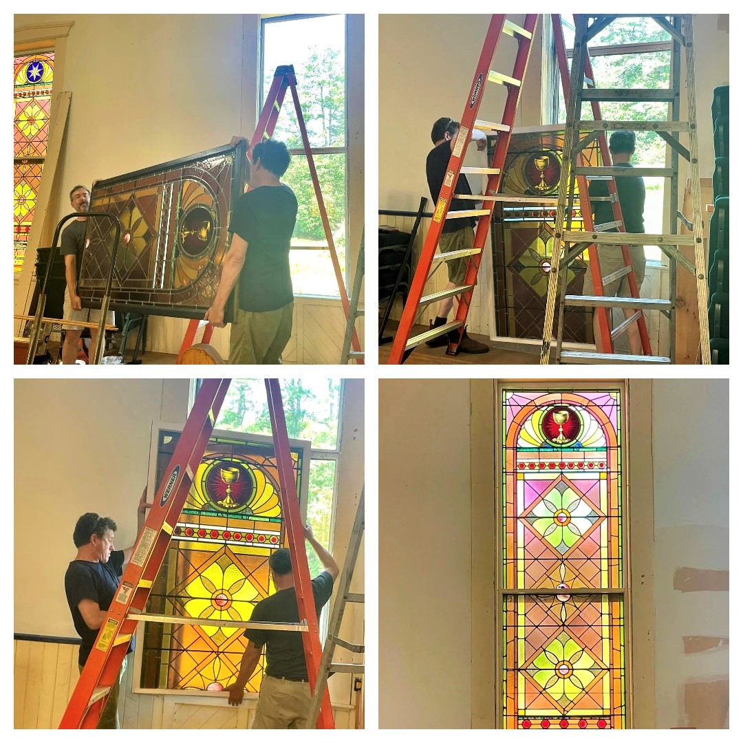 stained glass window install